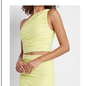 Matte Jersey Ruched One Shoulder Cropped Top
